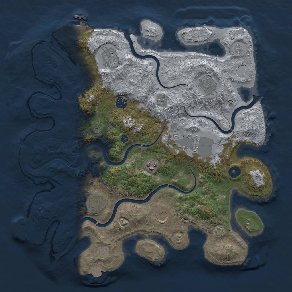Rust Map: Procedural Map, Size: 3800, Seed: 39, 14 Monuments