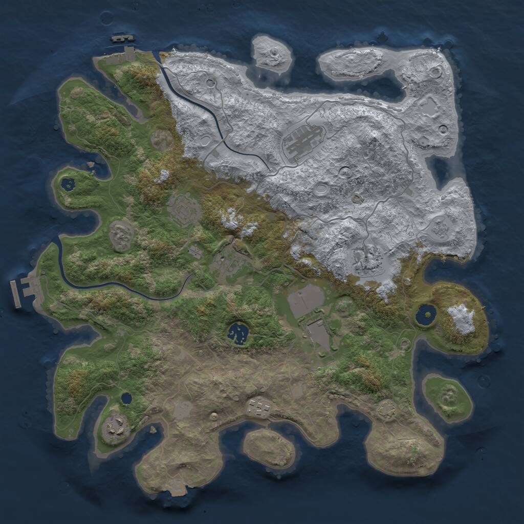 Rust Map: Procedural Map, Size: 3800, Seed: 39, 14 Monuments