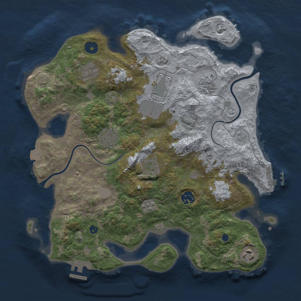 Rust Map: Procedural Map, Size: 3500, Seed: 4586626, 14 Monuments