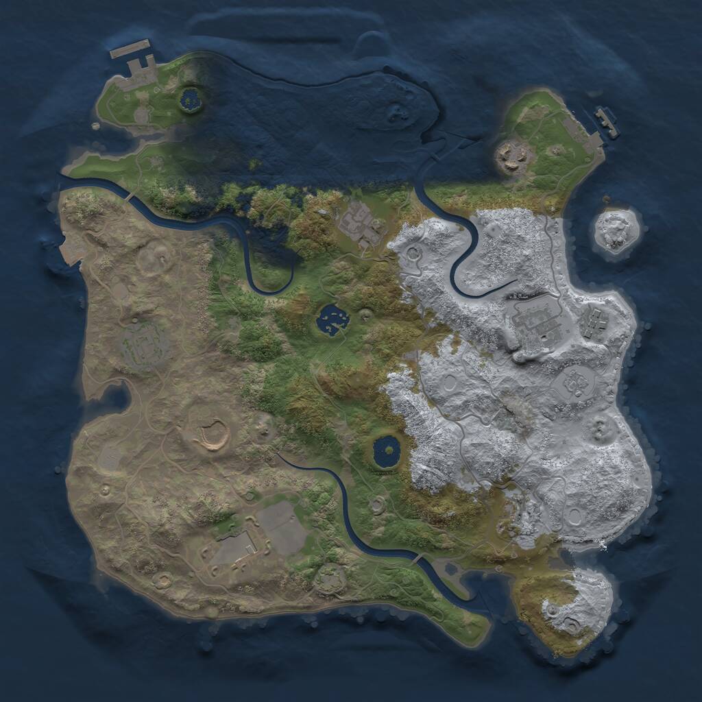 Rust Map: Procedural Map, Size: 3500, Seed: 3360203, 15 Monuments