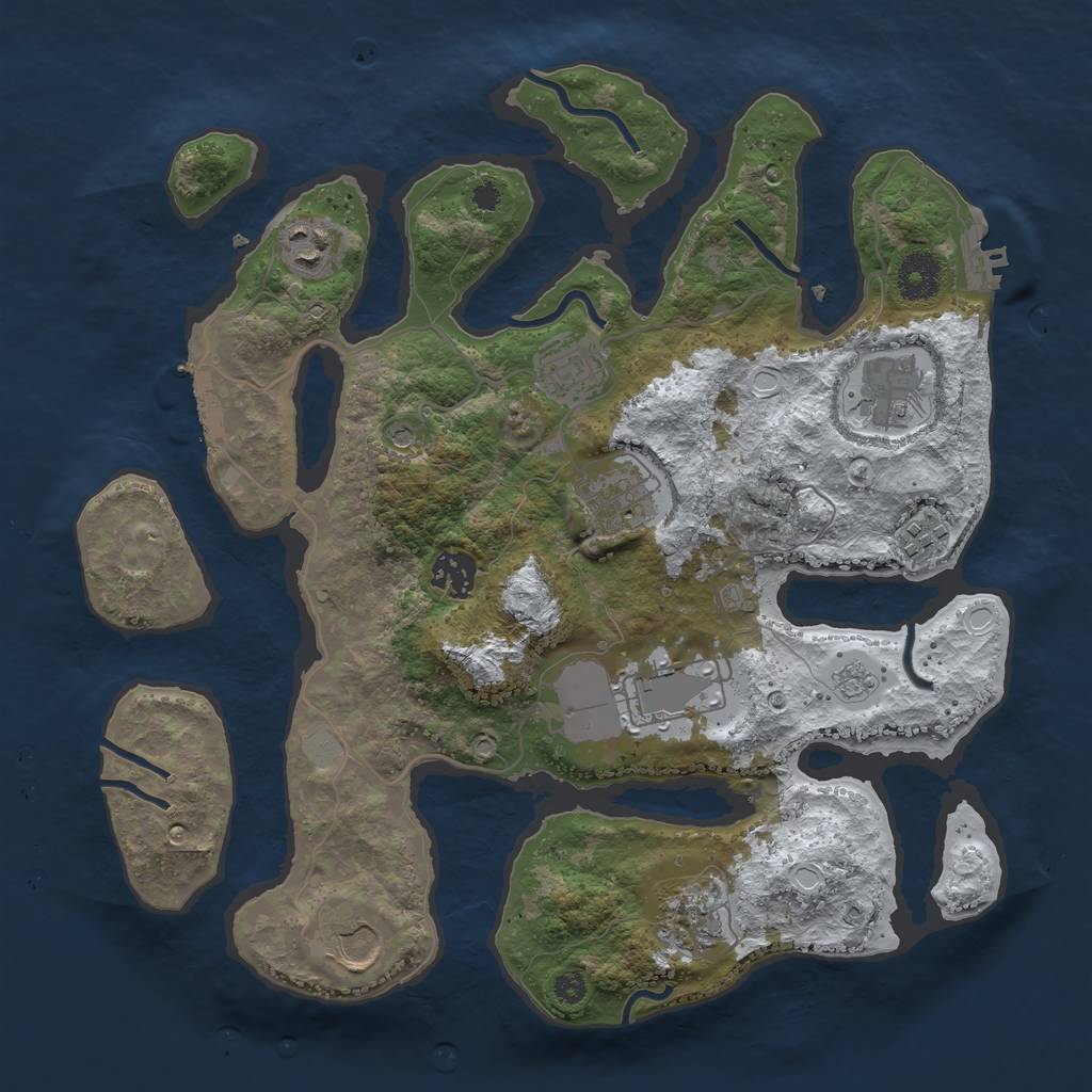 Rust Map: Procedural Map, Size: 3500, Seed: 5280433, 18 Monuments