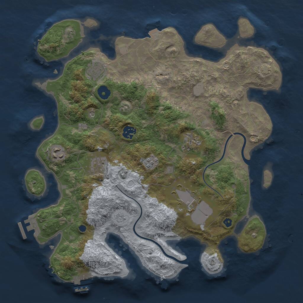 Rust Map: Procedural Map, Size: 3500, Seed: 3617742, 13 Monuments