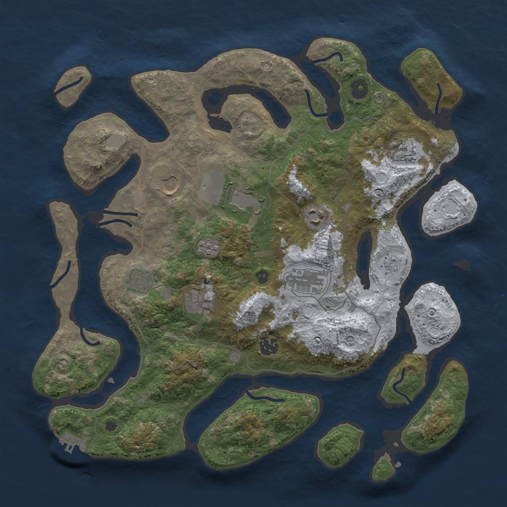 Rust Map: Procedural Map, Size: 4000, Seed: 5370969, 17 Monuments