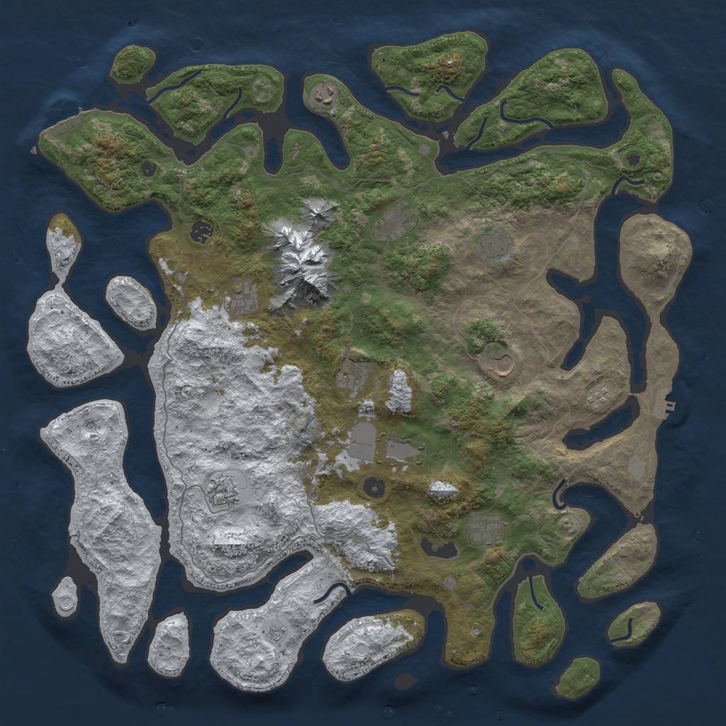 Rust Map: Procedural Map, Size: 5000, Seed: 2122, 20 Monuments