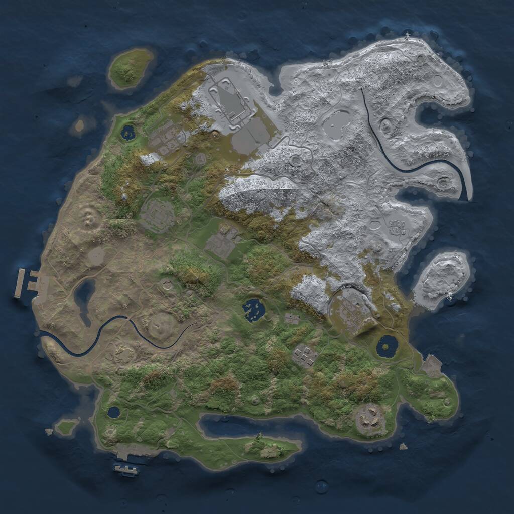 Rust Map: Procedural Map, Size: 3500, Seed: 5886719, 14 Monuments