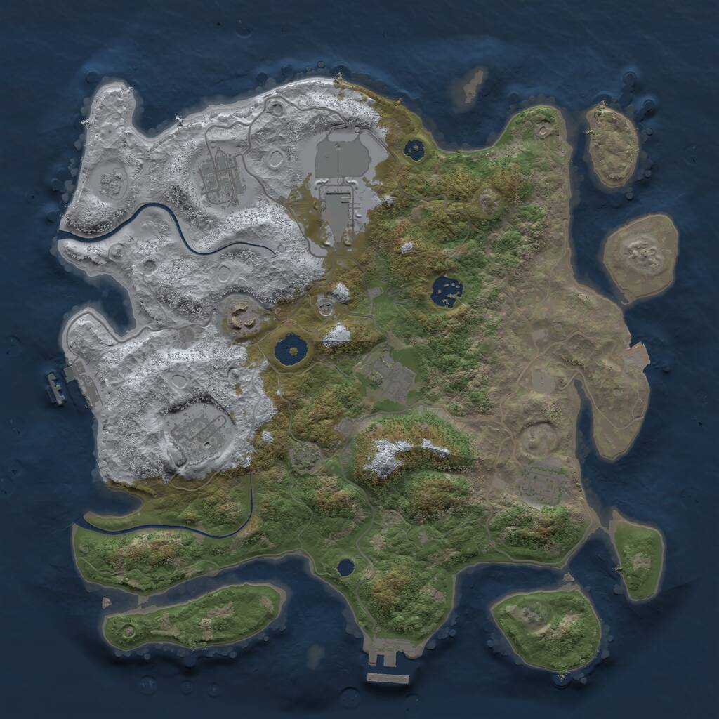 Rust Map: Procedural Map, Size: 3500, Seed: 1354306, 13 Monuments