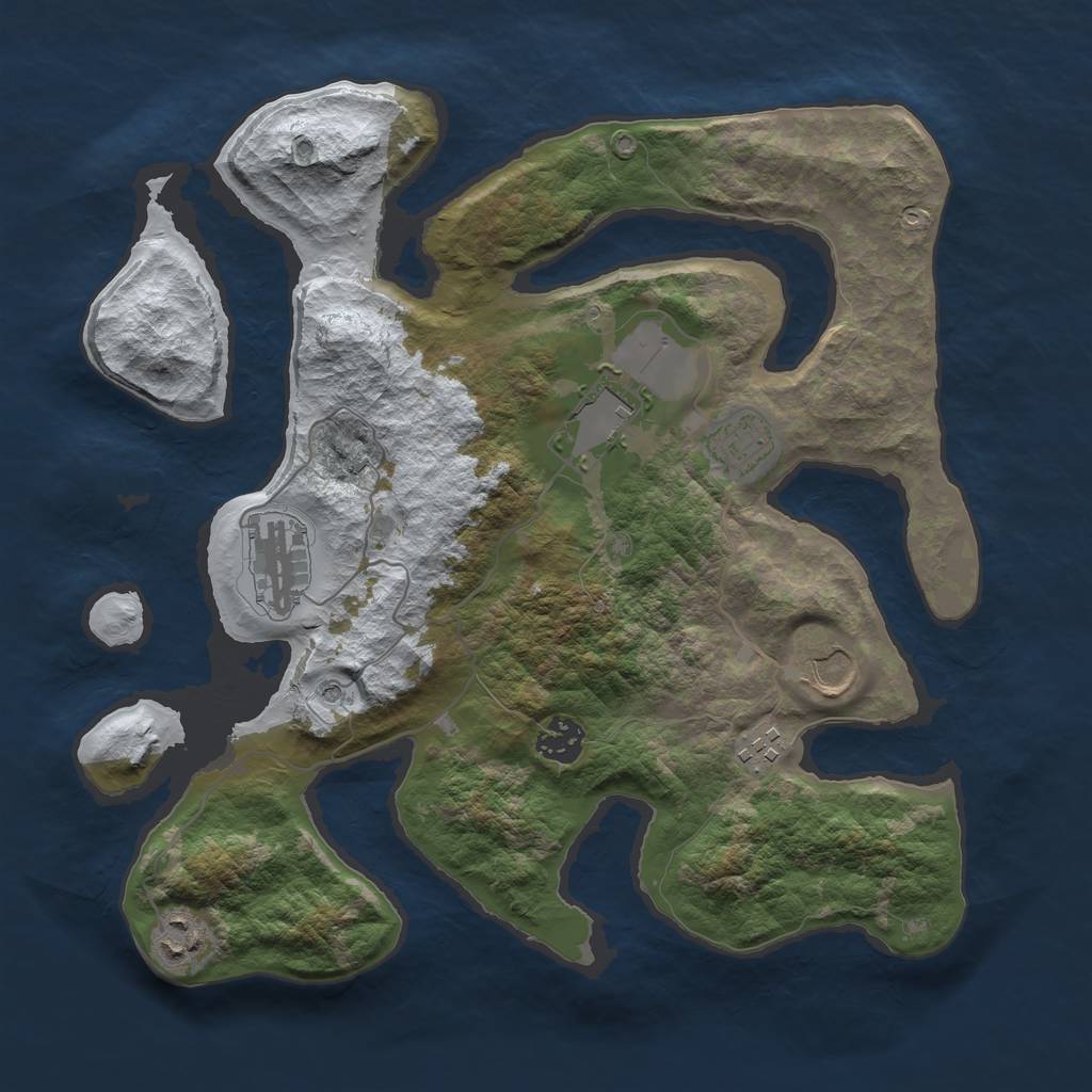 Rust Map: Barren, Size: 3500, Seed: 4731921, 10 Monuments