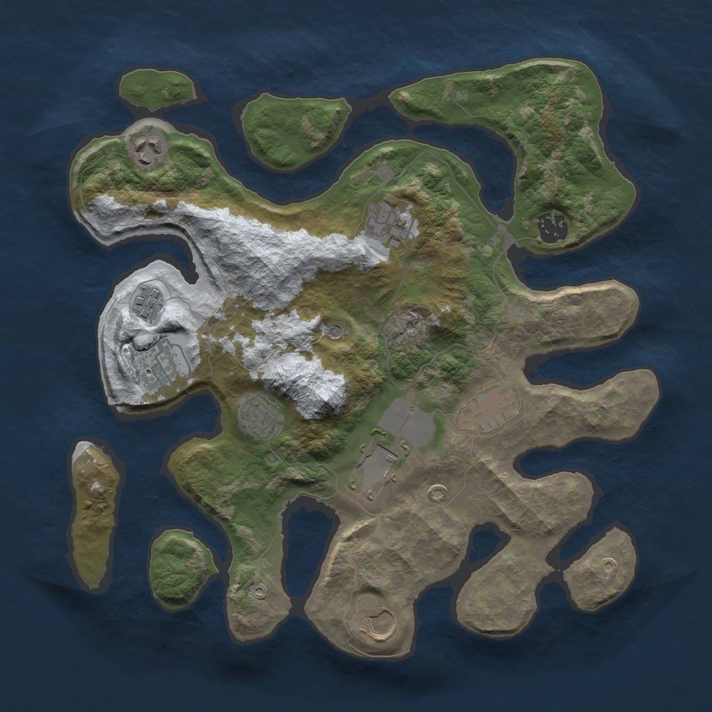 Rust Map: Barren, Size: 3500, Seed: 6284316, 12 Monuments