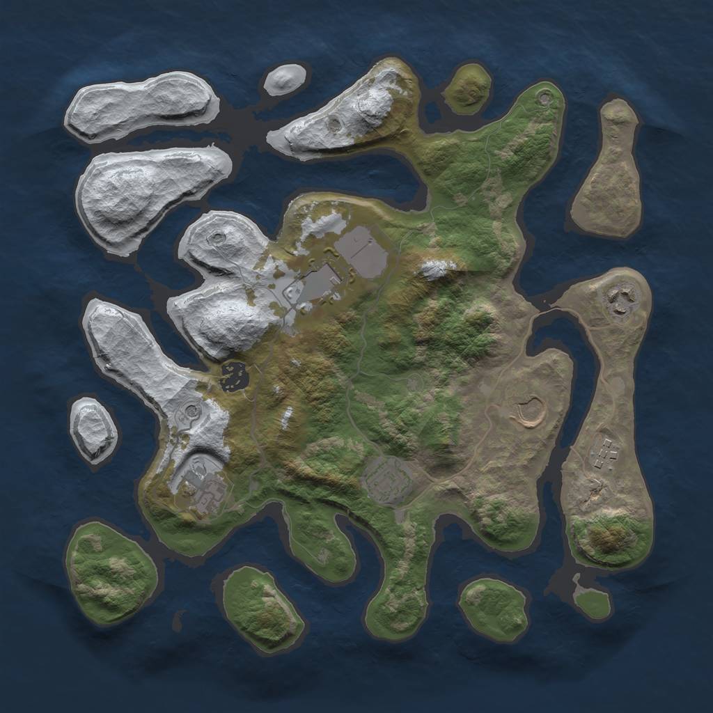 Rust Map: Barren, Size: 3500, Seed: 1941429, 10 Monuments