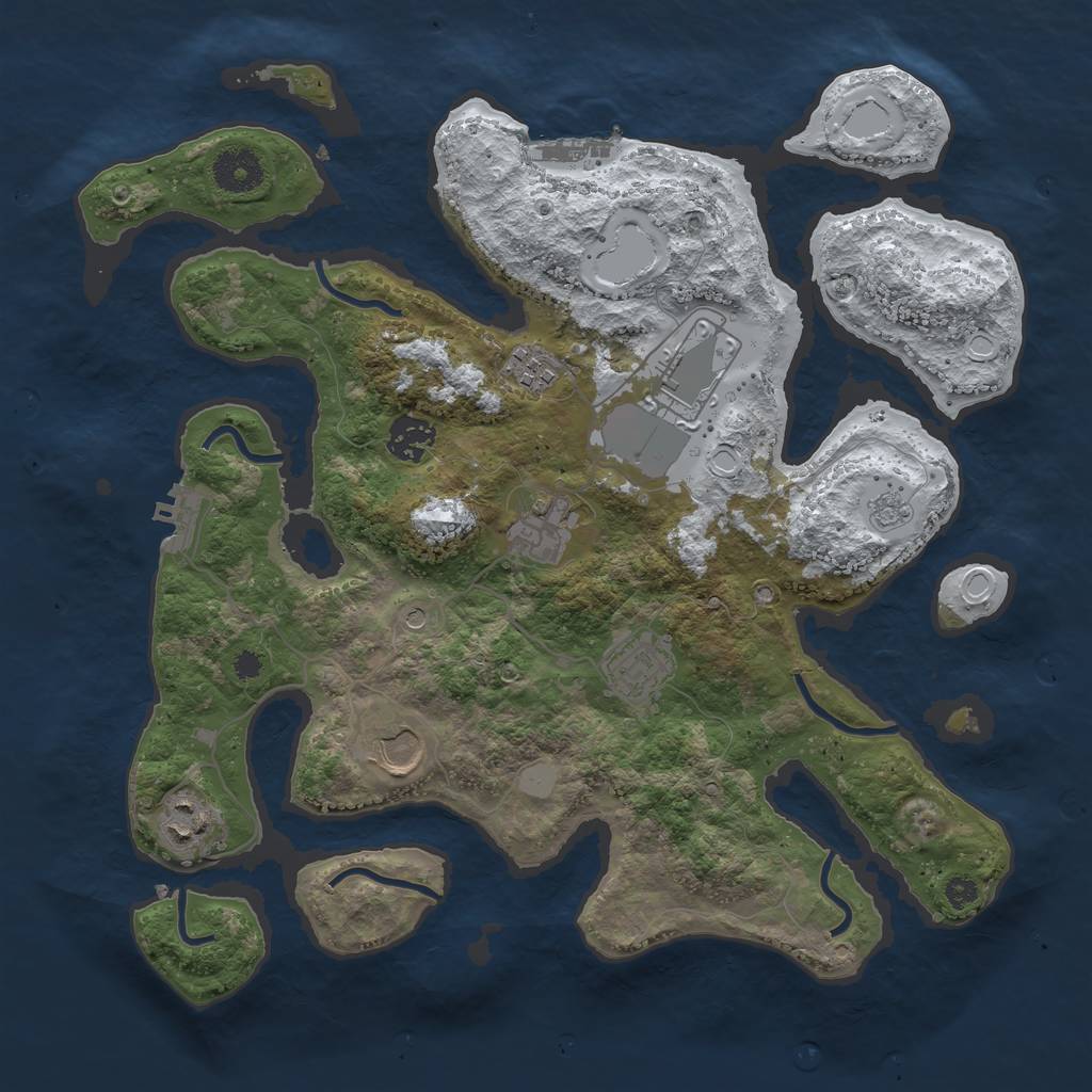 Rust Map: Procedural Map, Size: 3500, Seed: 3462607, 16 Monuments