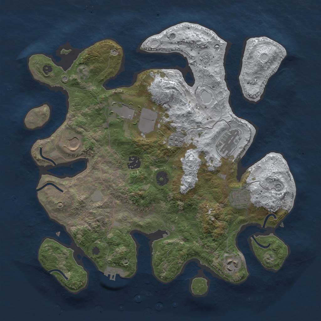 Rust Map: Procedural Map, Size: 3500, Seed: 6116046, 15 Monuments