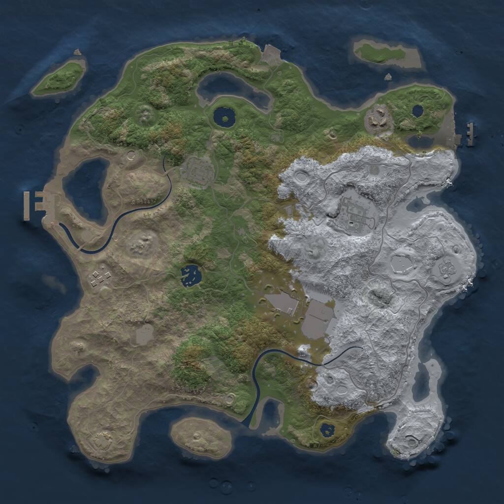 Rust Map: Procedural Map, Size: 3500, Seed: 8175466, 12 Monuments