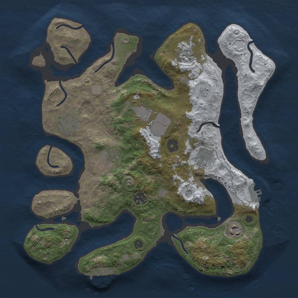 Rust Map: Procedural Map, Size: 3500, Seed: 5108375, 16 Monuments