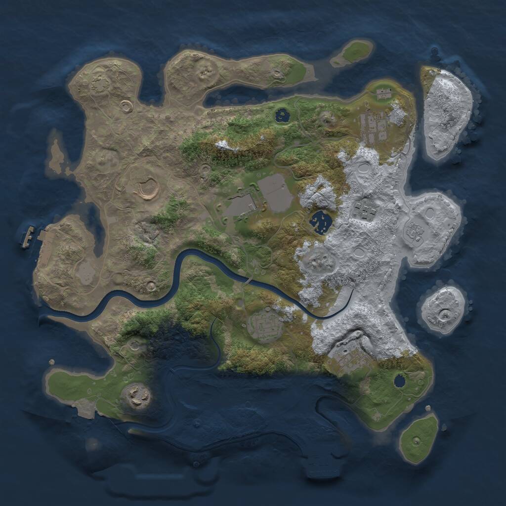 Rust Map: Procedural Map, Size: 3500, Seed: 3169855, 14 Monuments
