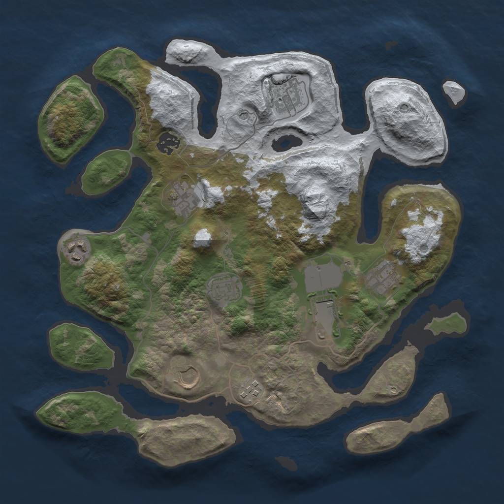 Rust Map: Barren, Size: 3500, Seed: 4912413, 12 Monuments