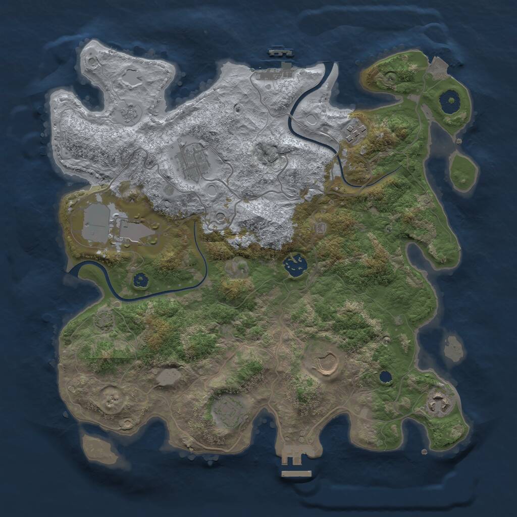 Rust Map: Procedural Map, Size: 3500, Seed: 5993294, 13 Monuments