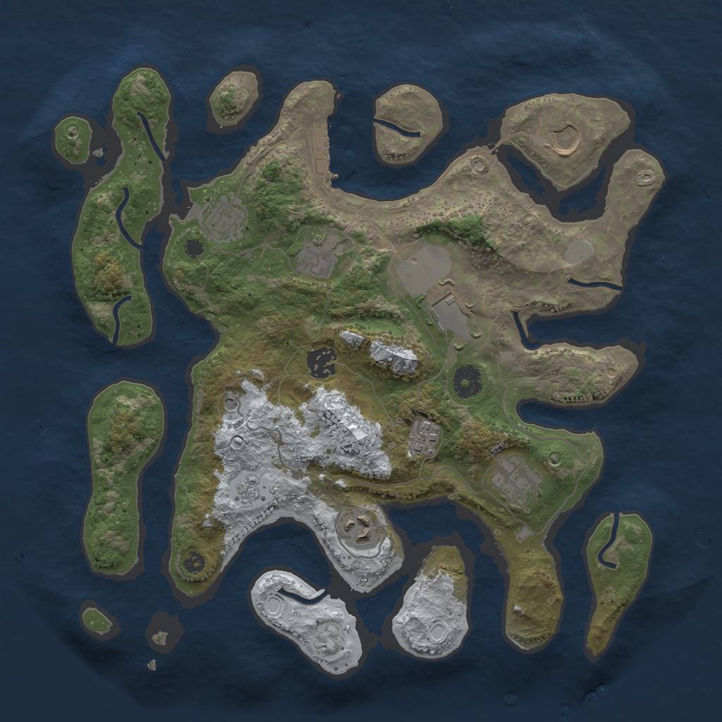 Rust Map: Procedural Map, Size: 3500, Seed: 2288371, 16 Monuments