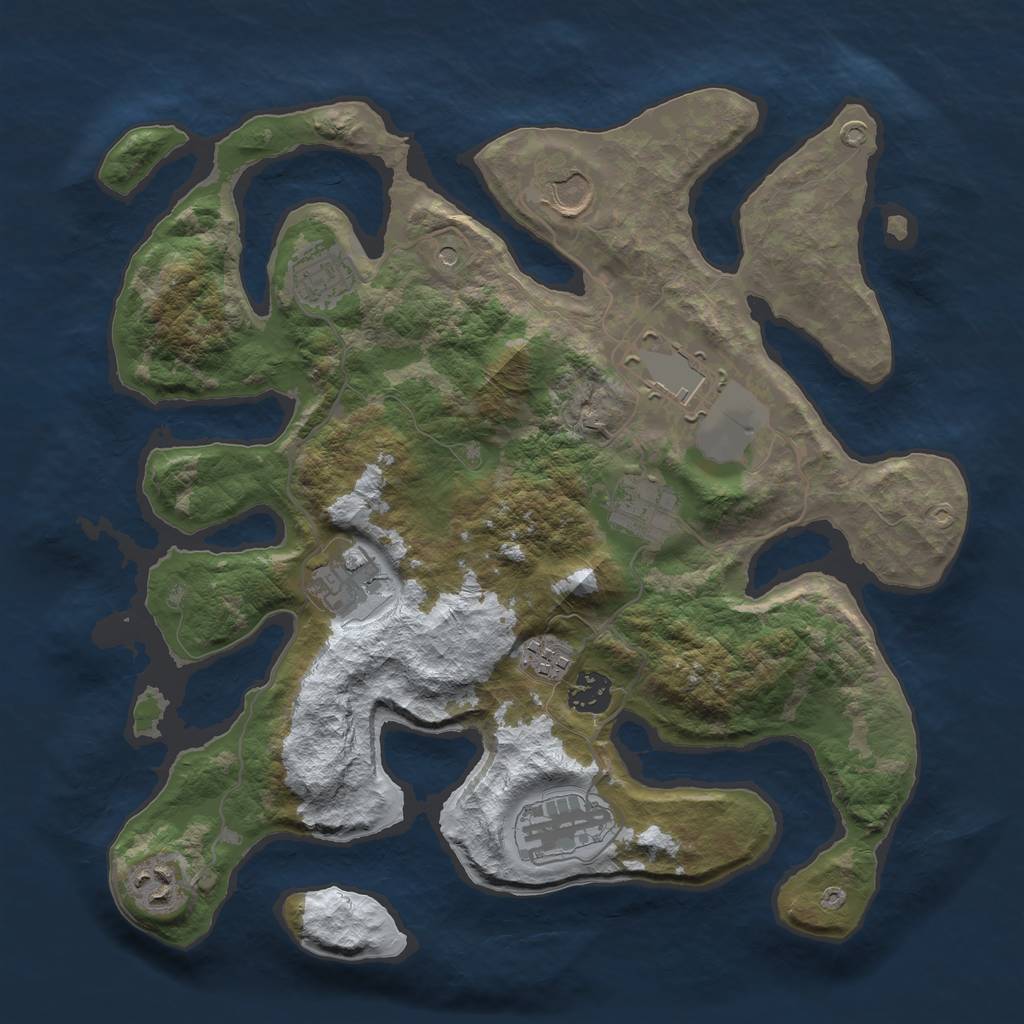 Rust Map: Barren, Size: 3500, Seed: 1476136, 12 Monuments