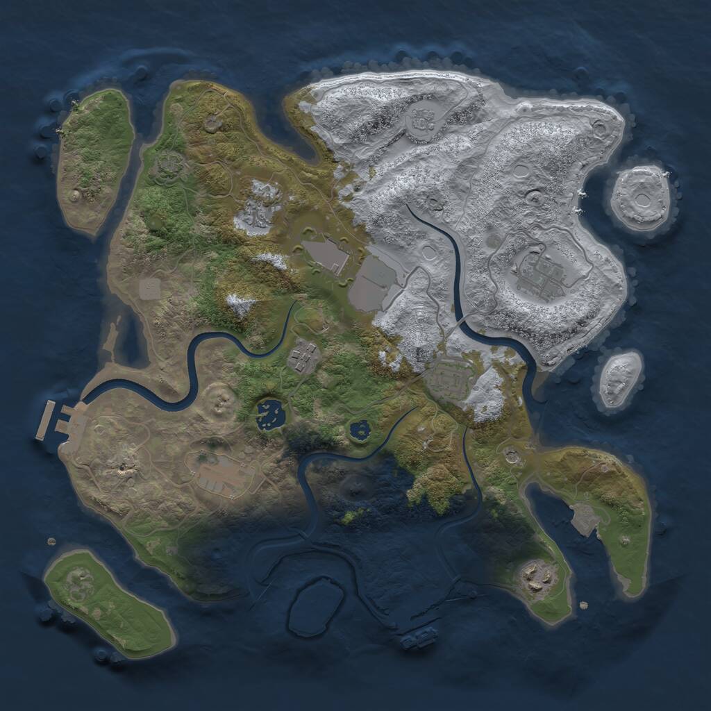 Rust Map: Procedural Map, Size: 3500, Seed: 3366221, 14 Monuments