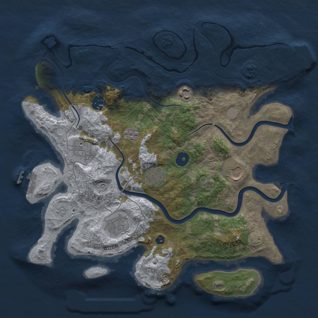 Rust Map: Procedural Map, Size: 3500, Seed: 1766832, 13 Monuments