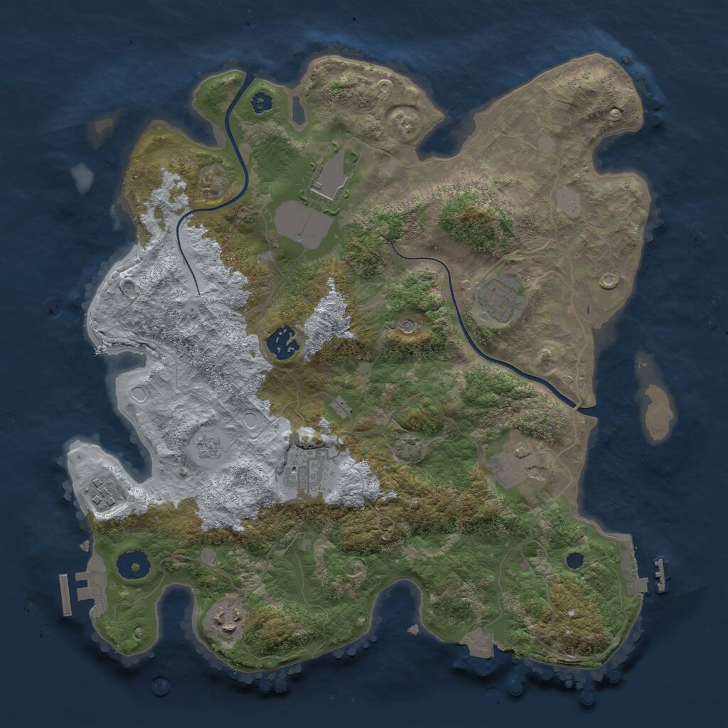 Rust Map: Procedural Map, Size: 3500, Seed: 5403322, 13 Monuments