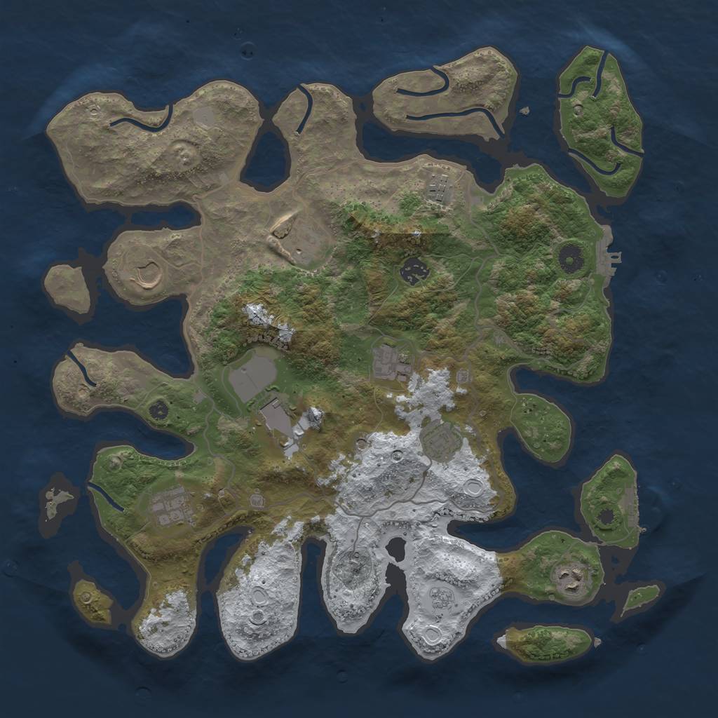 Rust Map: Procedural Map, Size: 4000, Seed: 3853062, 18 Monuments