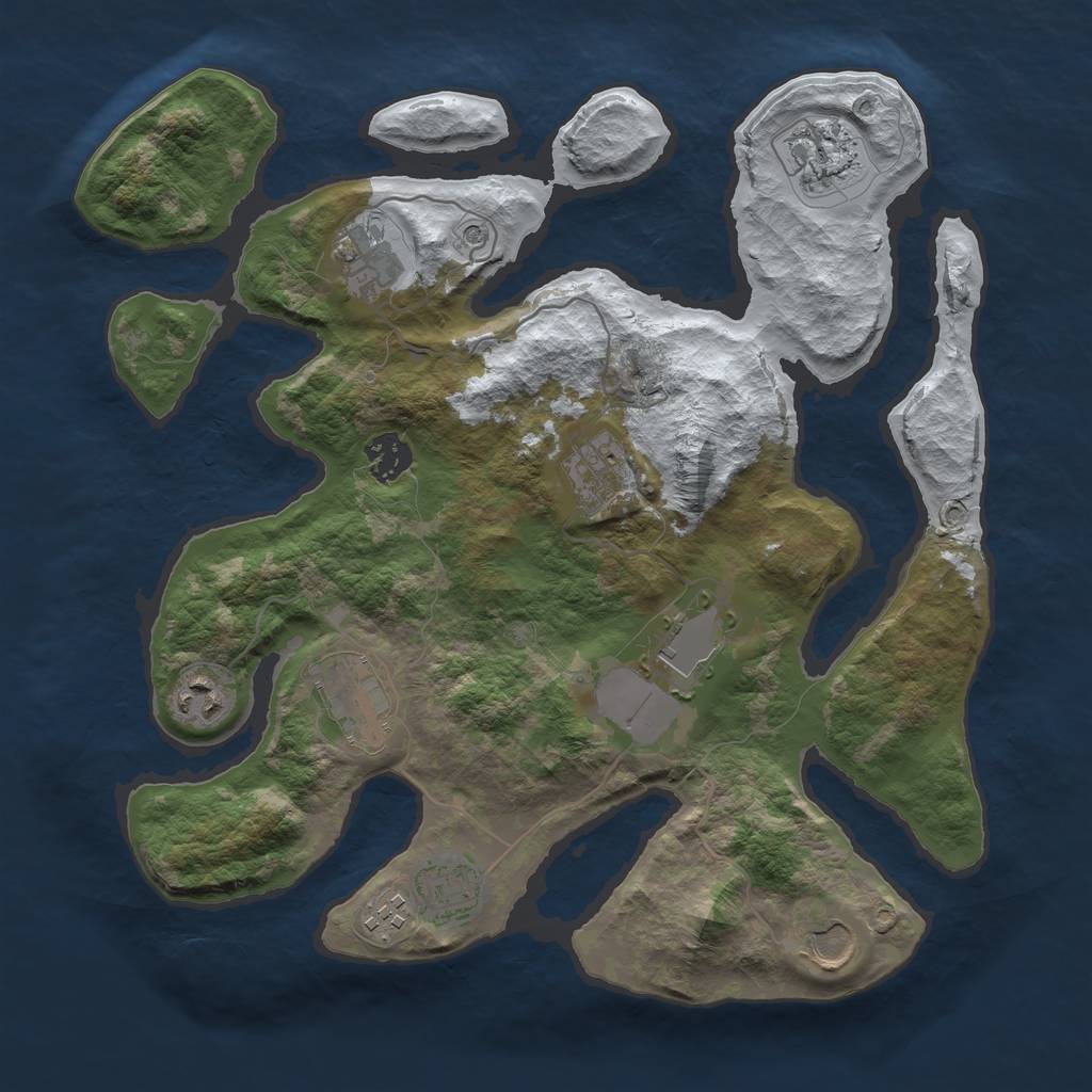 Rust Map: Barren, Size: 3500, Seed: 412755, 13 Monuments