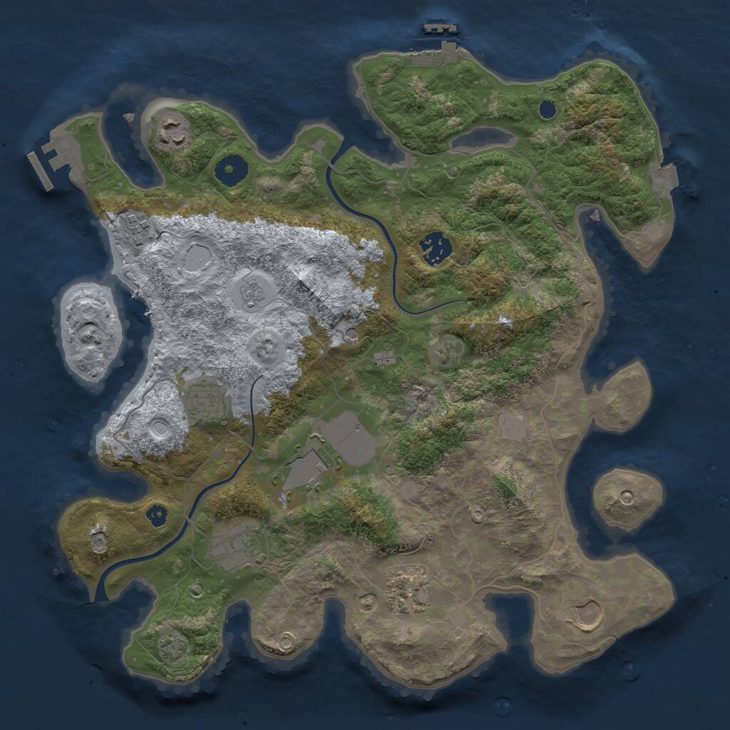 Rust Map: Procedural Map, Size: 3500, Seed: 1209581, 14 Monuments