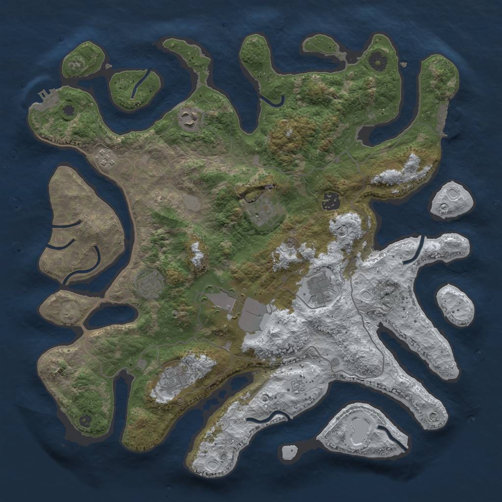 Rust Map: Procedural Map, Size: 4000, Seed: 412603318, 17 Monuments