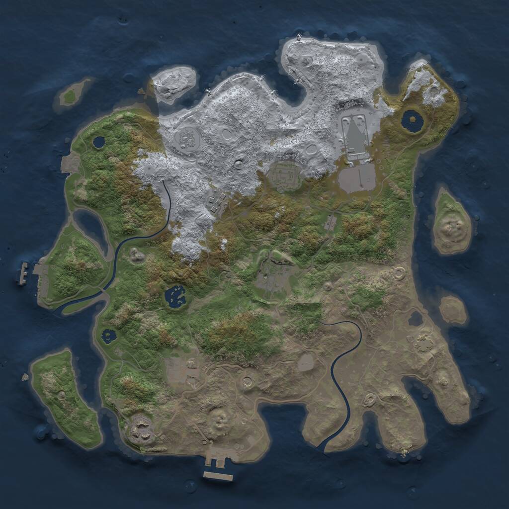 Rust Map: Procedural Map, Size: 3500, Seed: 683208, 13 Monuments