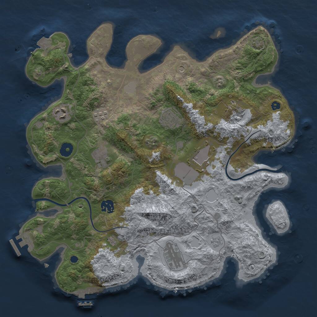 Rust Map: Procedural Map, Size: 3500, Seed: 6401921, 14 Monuments
