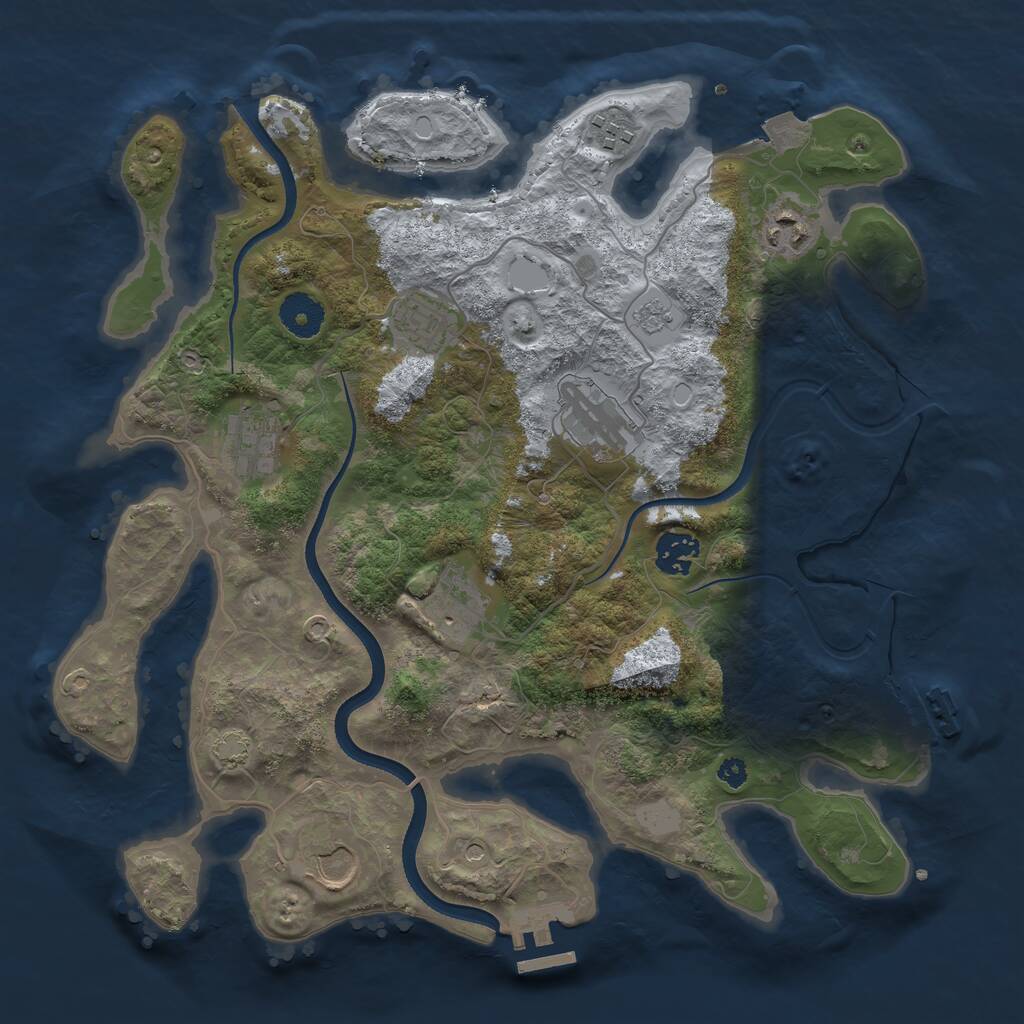 Rust Map: Procedural Map, Size: 3500, Seed: 63735685, 14 Monuments