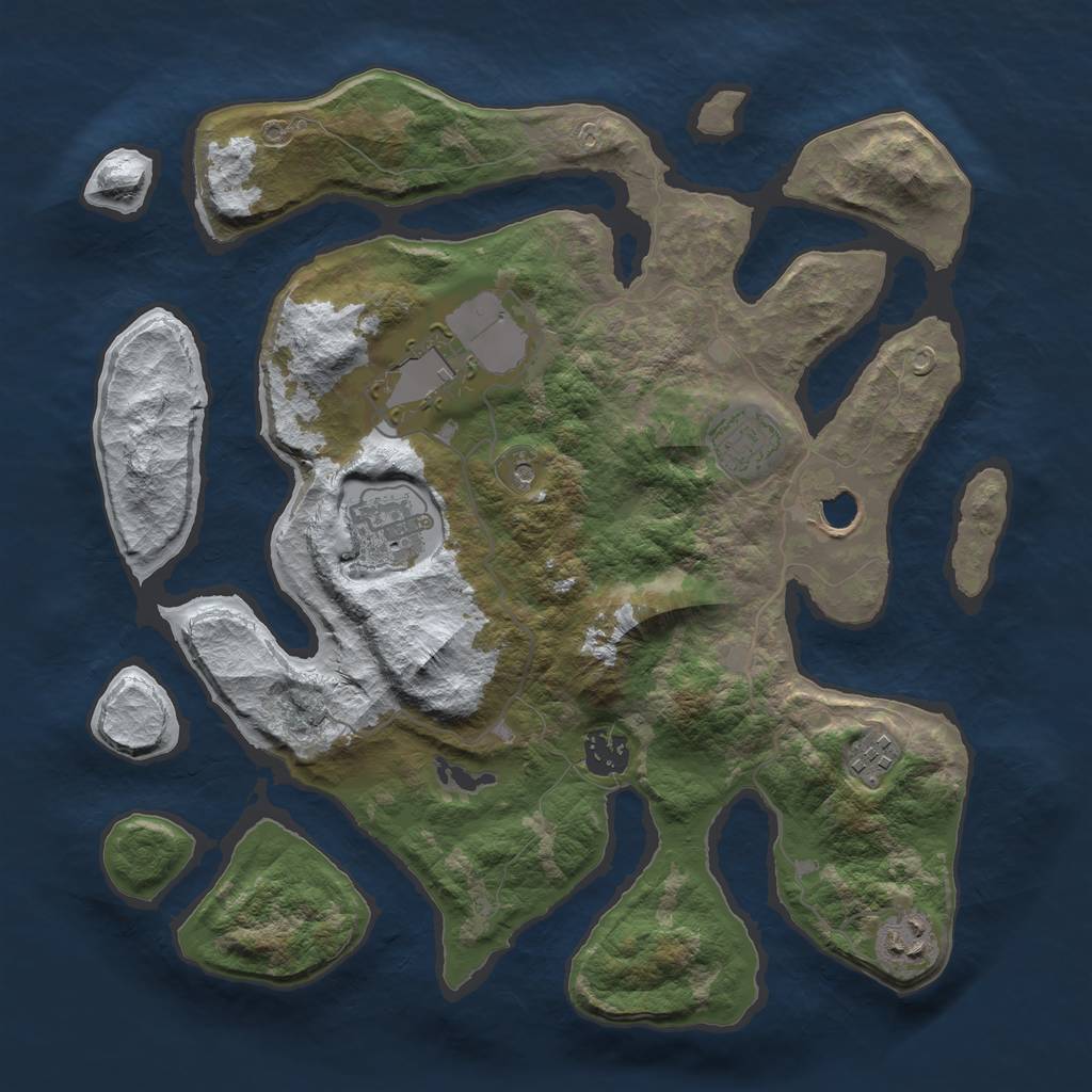 Rust Map: Barren, Size: 3500, Seed: 1489291, 10 Monuments