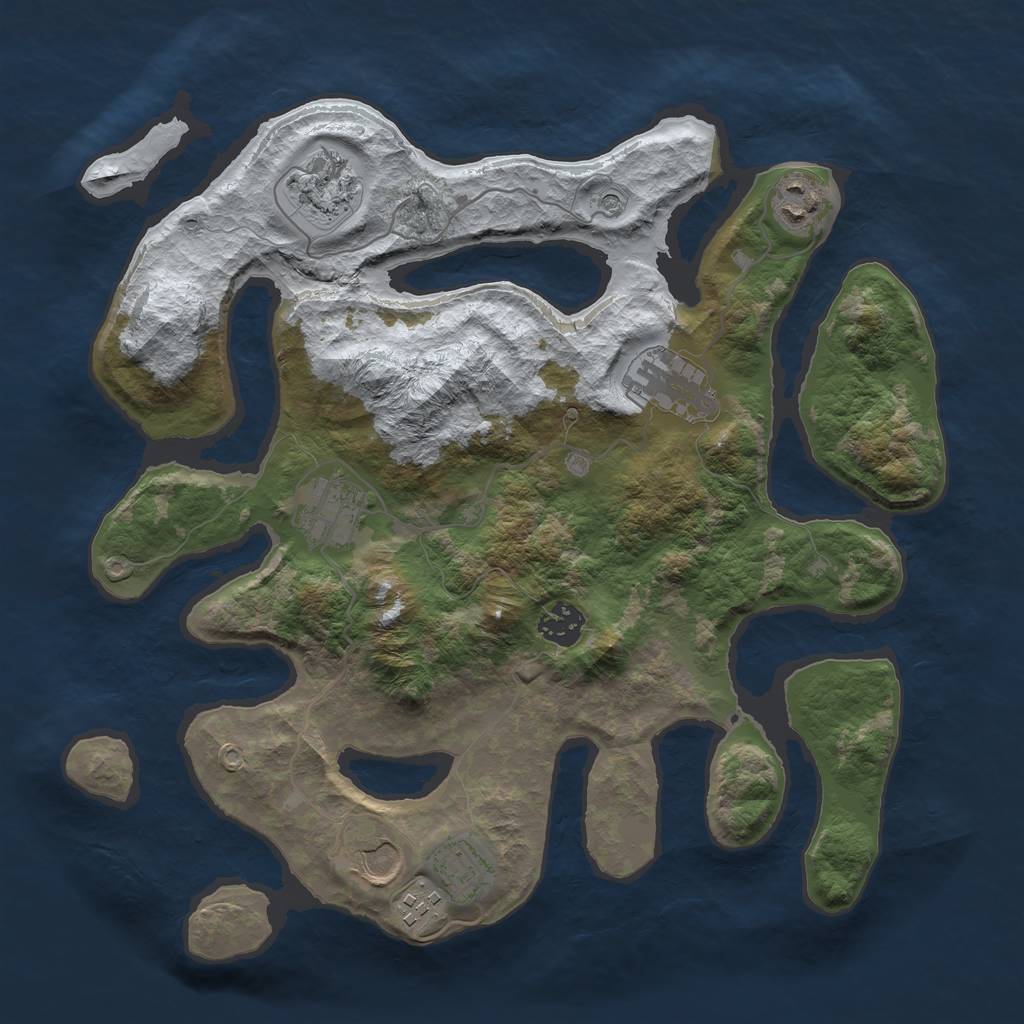 Rust Map: Barren, Size: 3500, Seed: 3980722, 11 Monuments