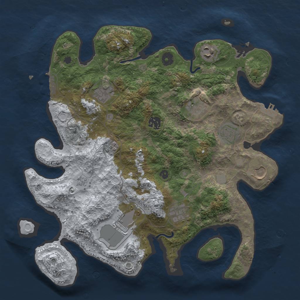 Rust Map: Procedural Map, Size: 3500, Seed: 5253284, 17 Monuments