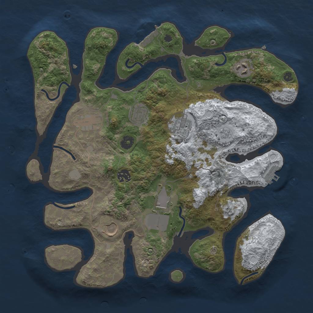 Rust Map: Procedural Map, Size: 3500, Seed: 924353, 15 Monuments