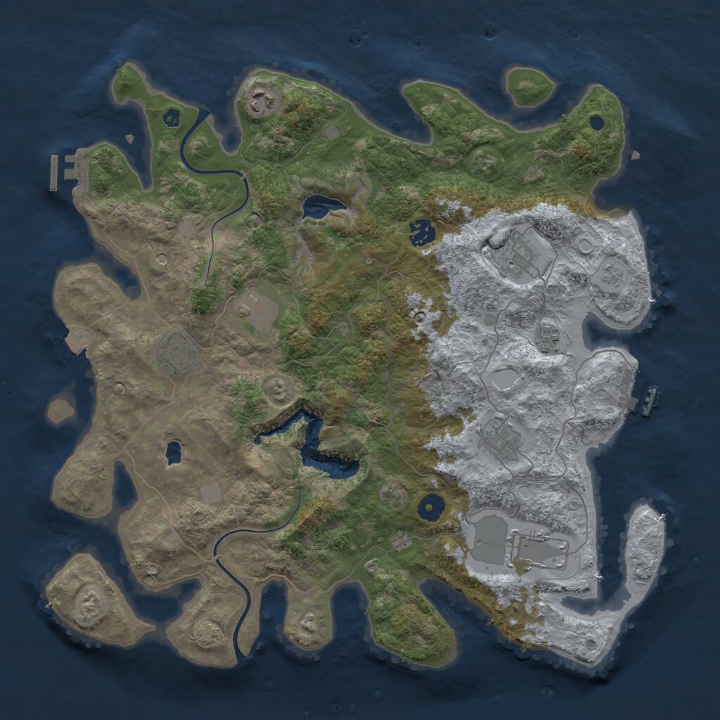 Rust Map: Procedural Map, Size: 4000, Seed: 3441203, 14 Monuments