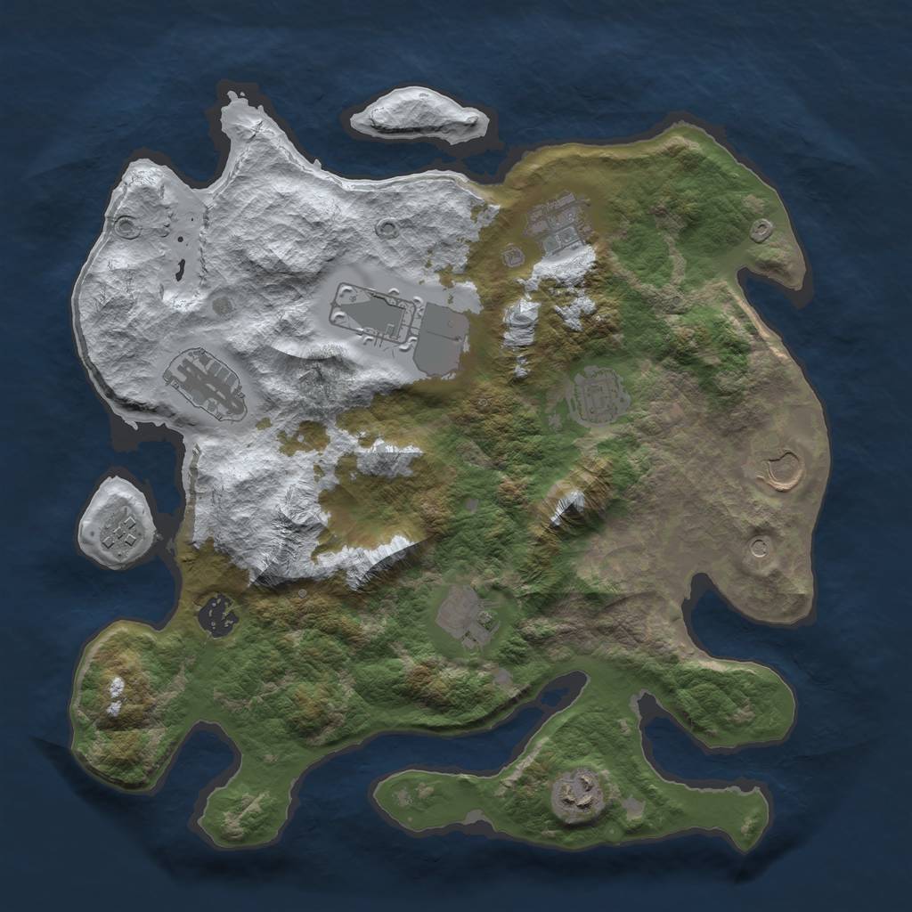 Rust Map: Barren, Size: 3500, Seed: 3190438, 12 Monuments
