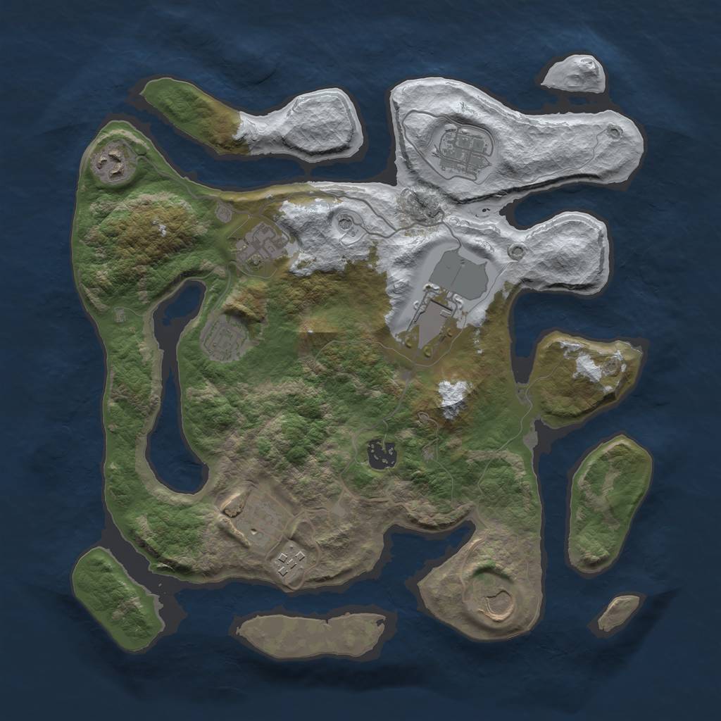 Rust Map: Barren, Size: 3500, Seed: 1820501, 12 Monuments