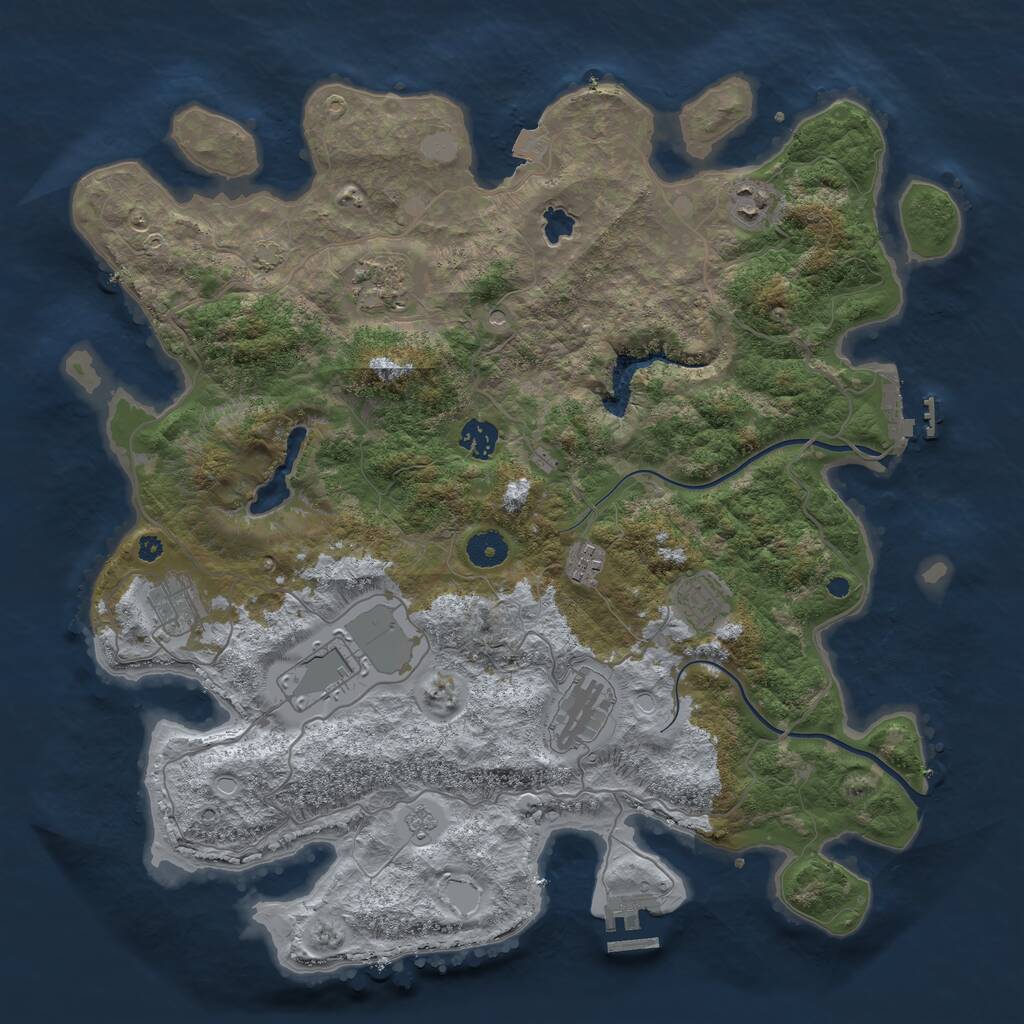 Rust Map: Procedural Map, Size: 4000, Seed: 3668104, 14 Monuments