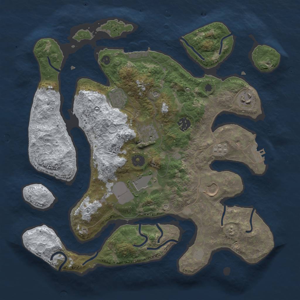 Rust Map: Procedural Map, Size: 3500, Seed: 4078386, 15 Monuments
