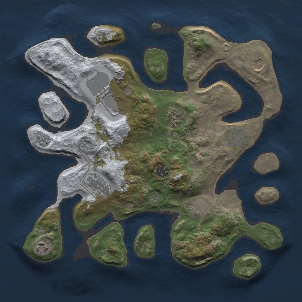 Rust Map: Barren, Size: 3500, Seed: 908102, 12 Monuments