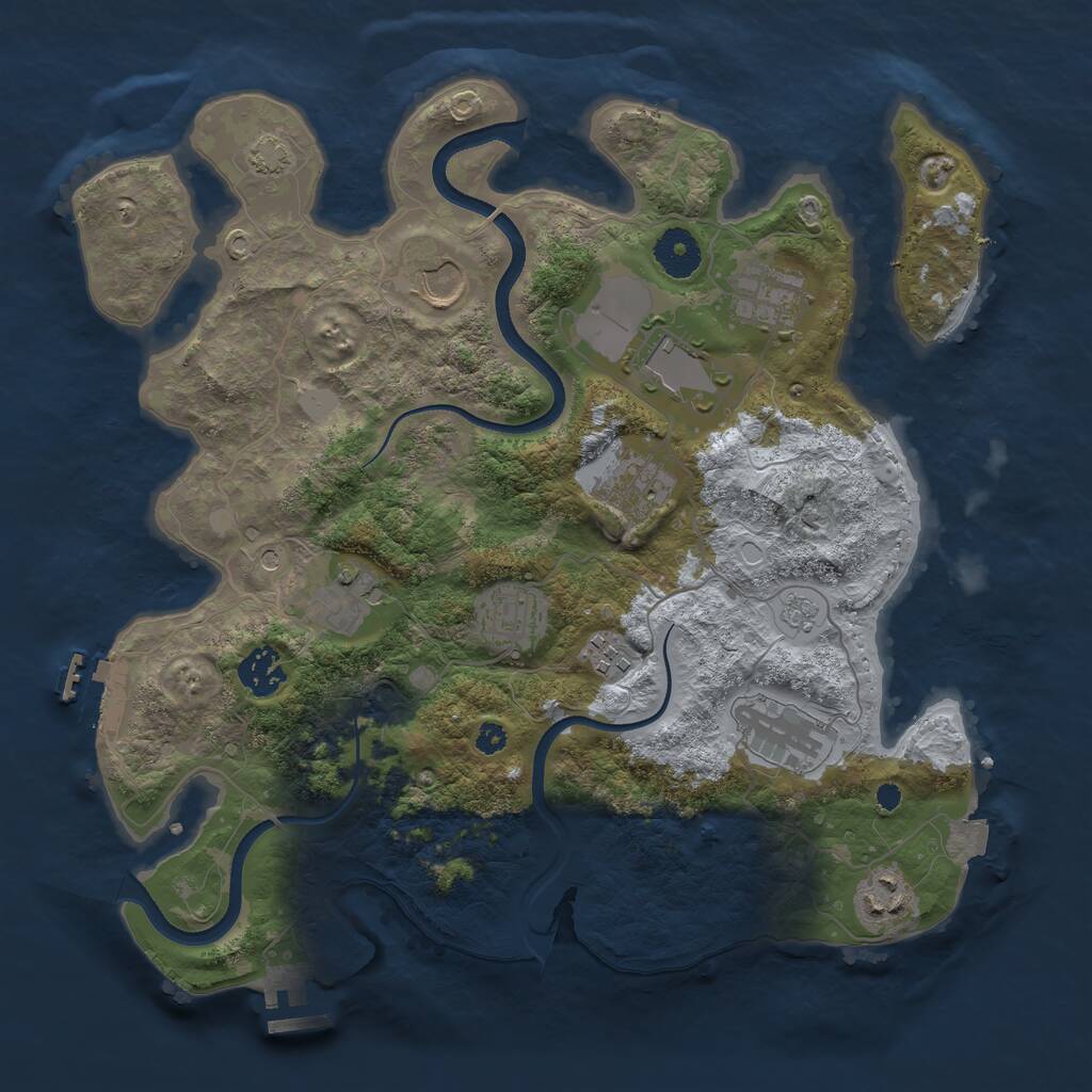Rust Map: Procedural Map, Size: 3500, Seed: 4281676, 16 Monuments