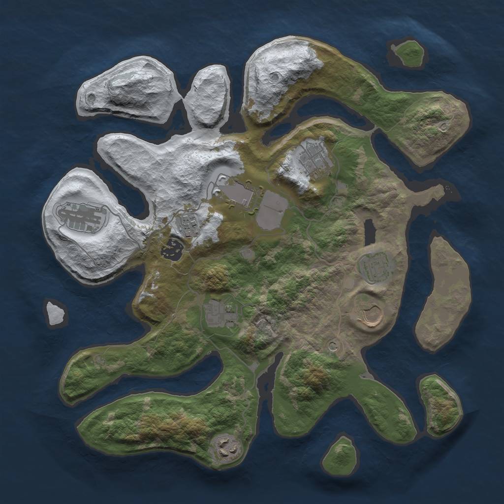 Rust Map: Barren, Size: 3500, Seed: 4300770, 12 Monuments