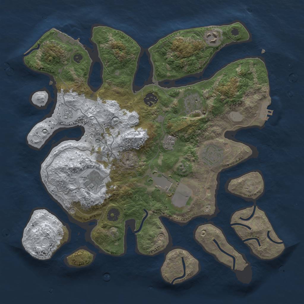 Rust Map: Procedural Map, Size: 3500, Seed: 4300686, 16 Monuments