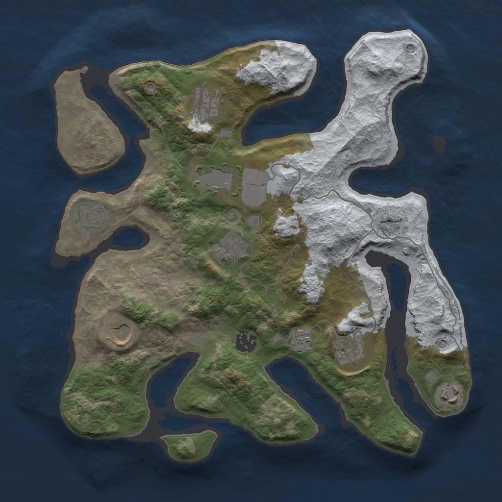 Rust Map: Barren, Size: 3500, Seed: 798619, 12 Monuments