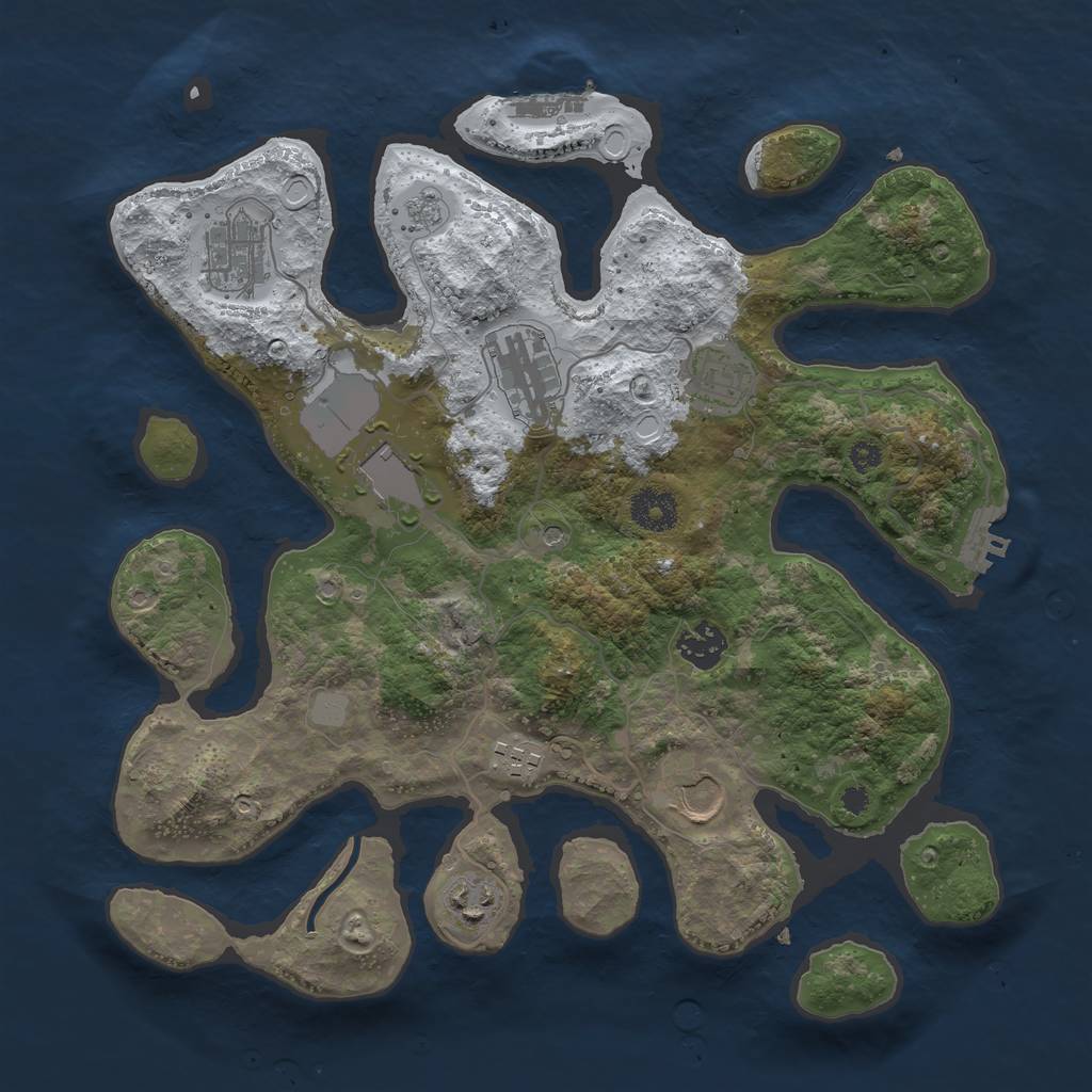 Rust Map: Procedural Map, Size: 3500, Seed: 2206467, 17 Monuments