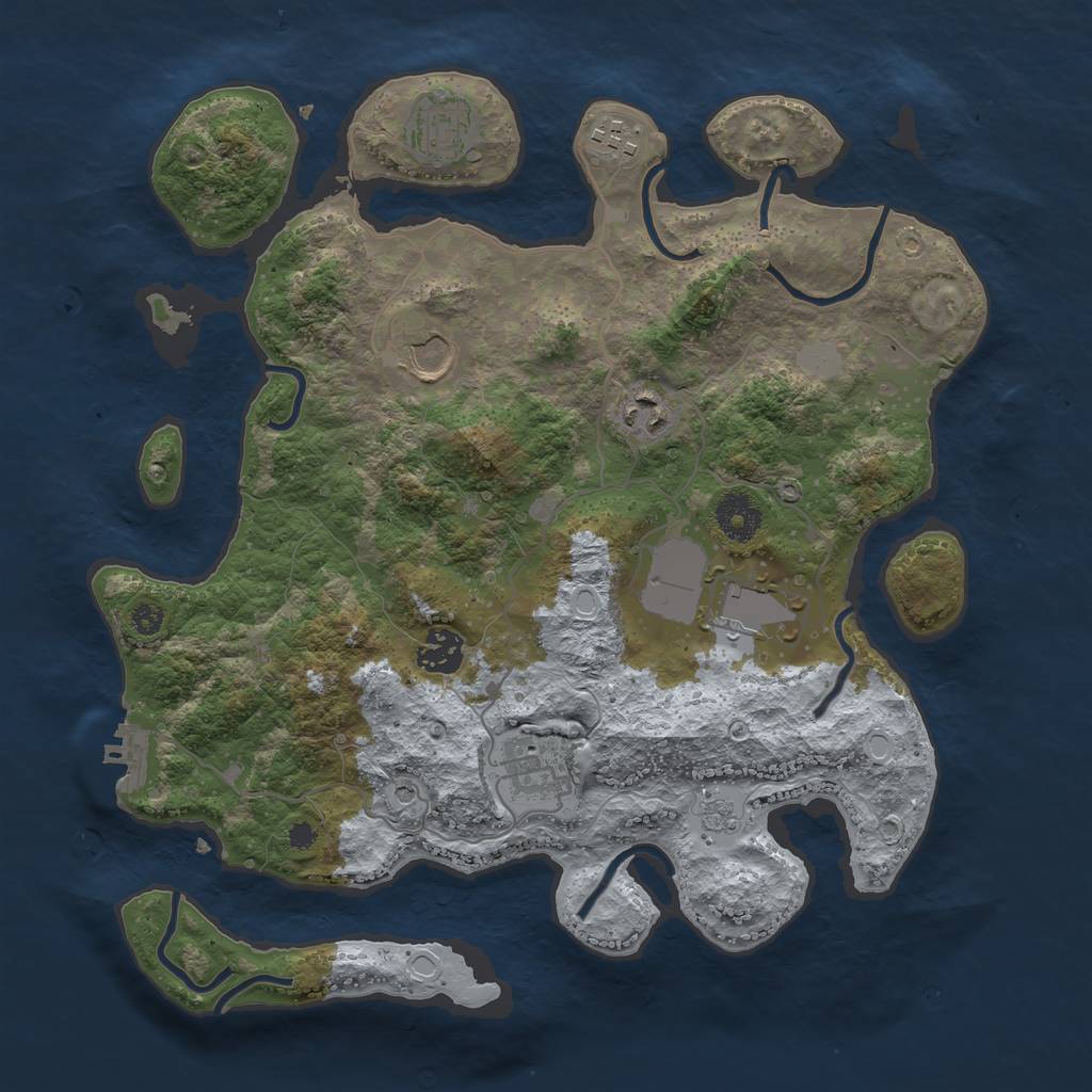 Rust Map: Procedural Map, Size: 3500, Seed: 5733066, 15 Monuments