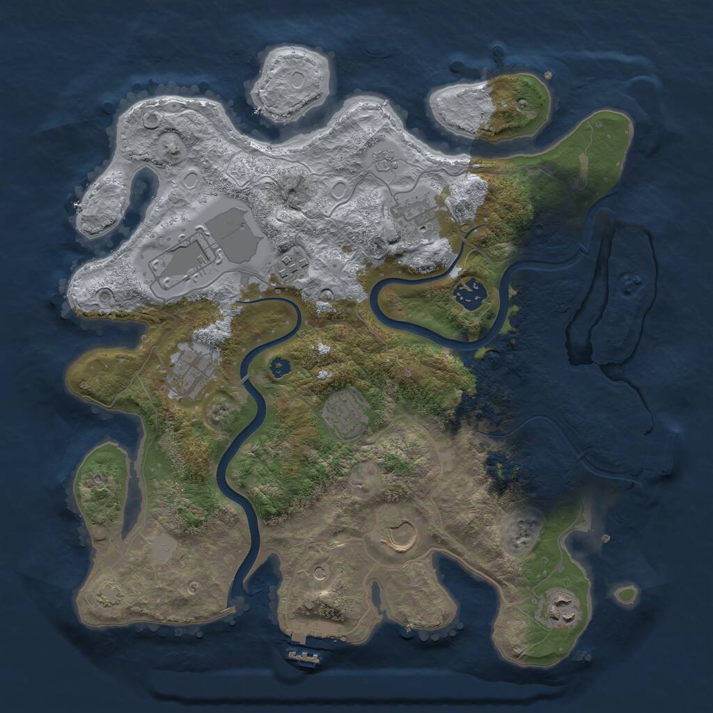 Rust Map: Procedural Map, Size: 3500, Seed: 3551671, 14 Monuments