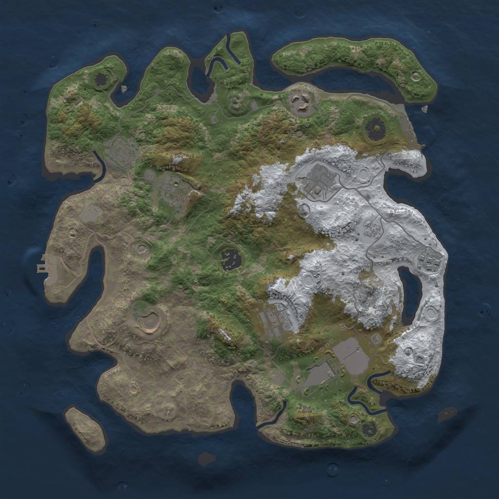 Rust Map: Procedural Map, Size: 3500, Seed: 111404, 18 Monuments